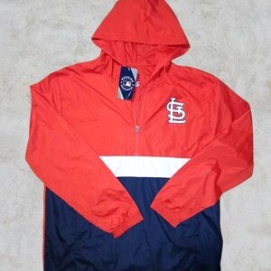 St Louis Cardinals Red and Blue Hooded Windbreaker